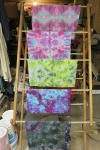 Snow dyeing drying on rack