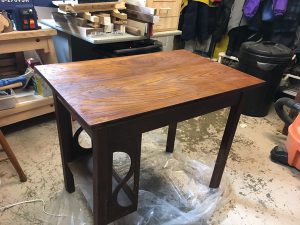 Working on table